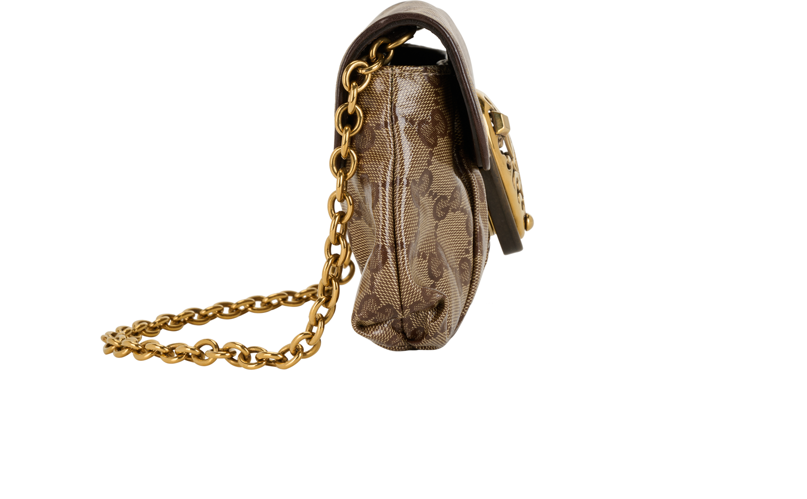 Babouska Hysteria Clutch On Chain, &pound;210, Handbags, Brown, Canvas, Side view